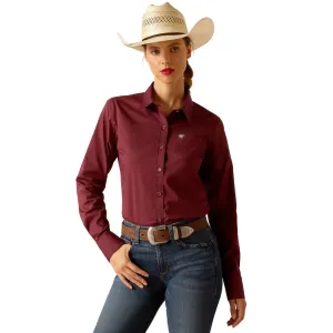 10048885 Ariat Women's Kirby Long Sleeve Stretch Shirt - Burgundy