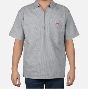 1/2 Zipper Short Sleeve Hickory Stripe