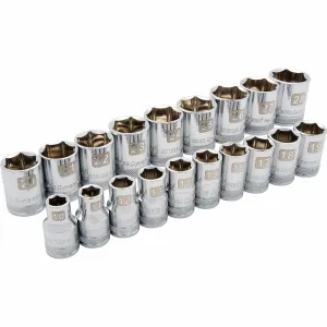 1/2" Drive 19pc 6-Point Standard Metric Socket Set, 10mm - 28mm