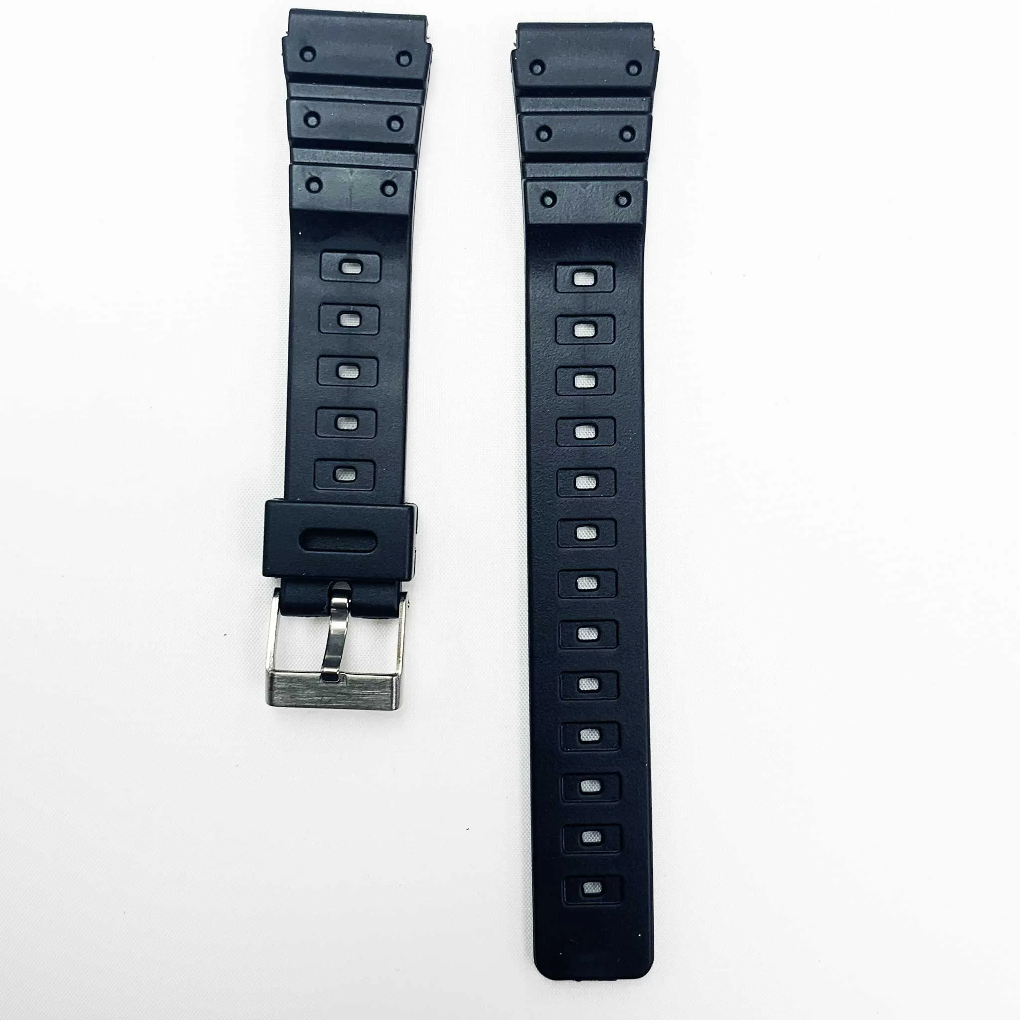 18MM PVC Plastic Watch Band Black for Casio Timex Seiko Citizen Iron Man Watches