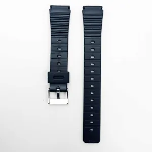 18MM PVC Plastic Watch Band Black for Casio Timex Seiko Citizen Iron Man Watches