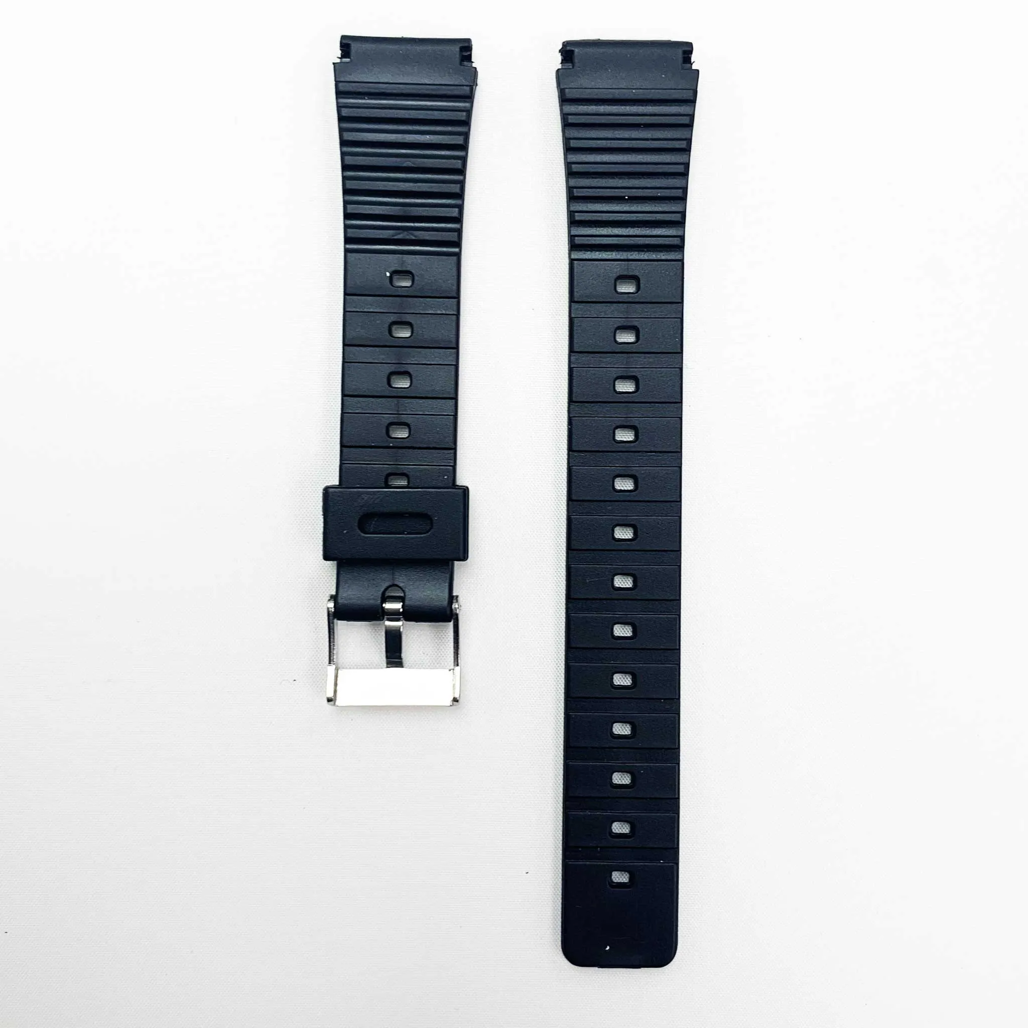 18MM PVC Plastic Watch Band Black for Casio Timex Seiko Citizen Iron Man Watches