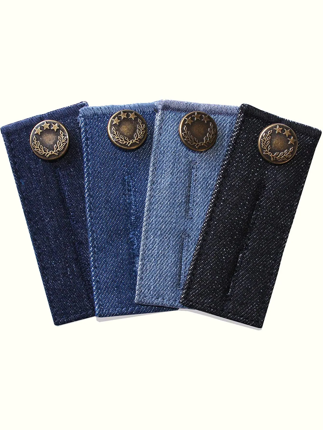 1pc Adjustable Denim Material Waist Extender Button for Jeans and Skirt, Random Color Metal Button 2 Button Holes Button Extender