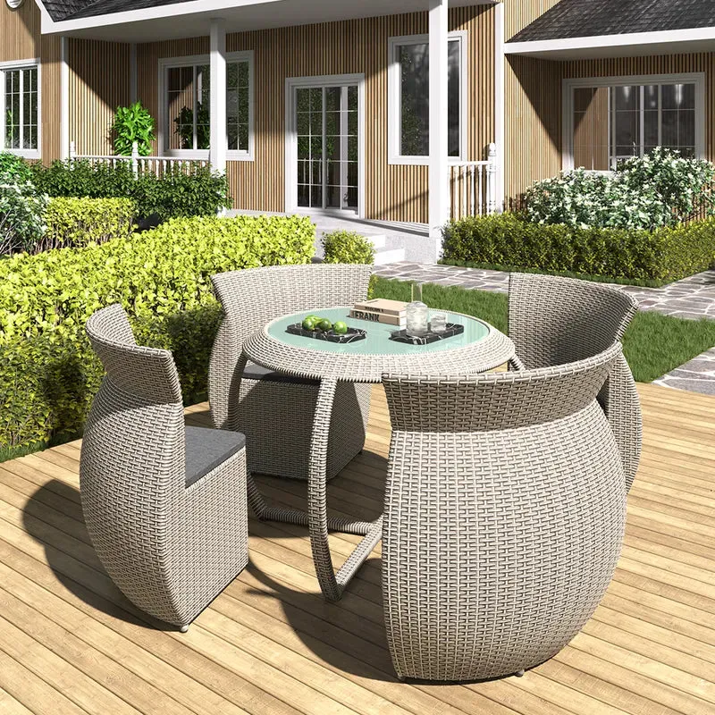 5 Pieces Rattan Outdoor Dining Set