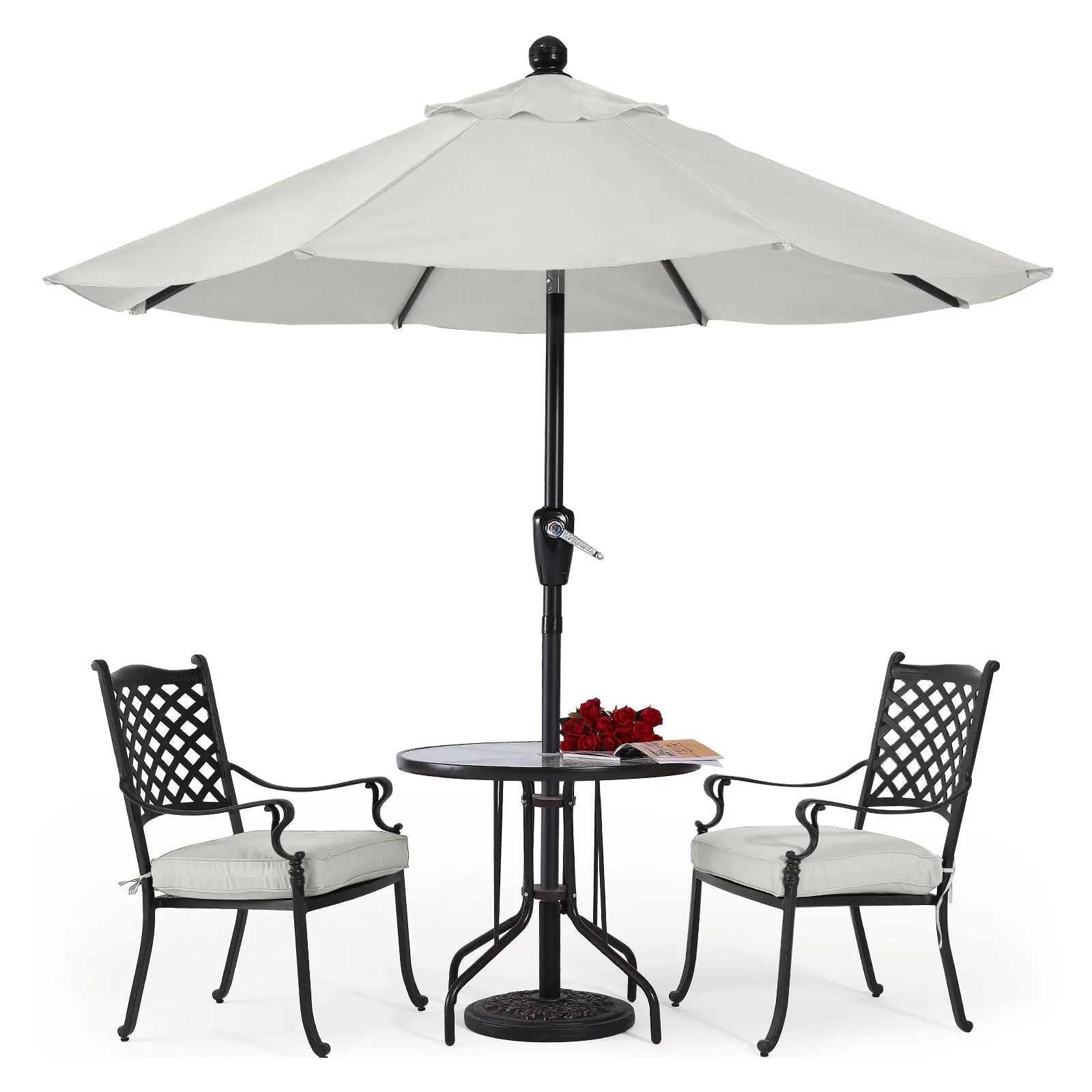 ABCCANOPY Outdoor Waterproof Table 8 Ribs Umbrella with Push Button Tilt and Crank