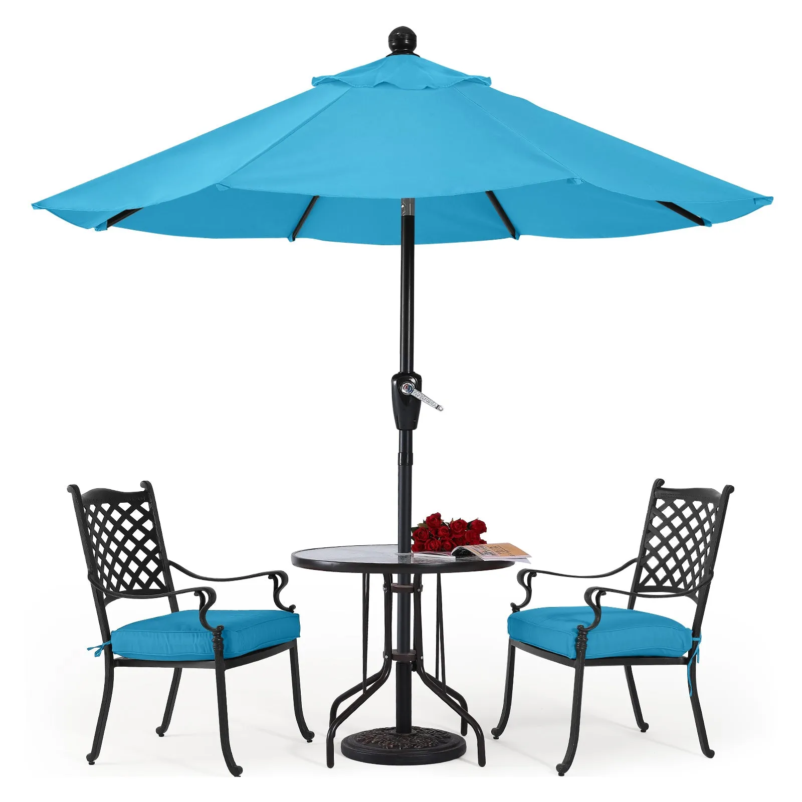 ABCCANOPY Outdoor Waterproof Table 8 Ribs Umbrella with Push Button Tilt and Crank