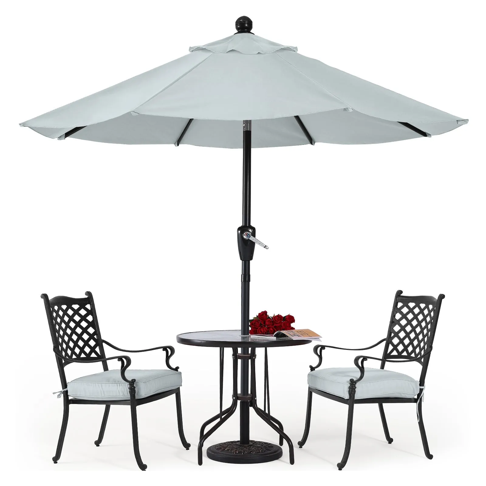 ABCCANOPY Outdoor Waterproof Table 8 Ribs Umbrella with Push Button Tilt and Crank