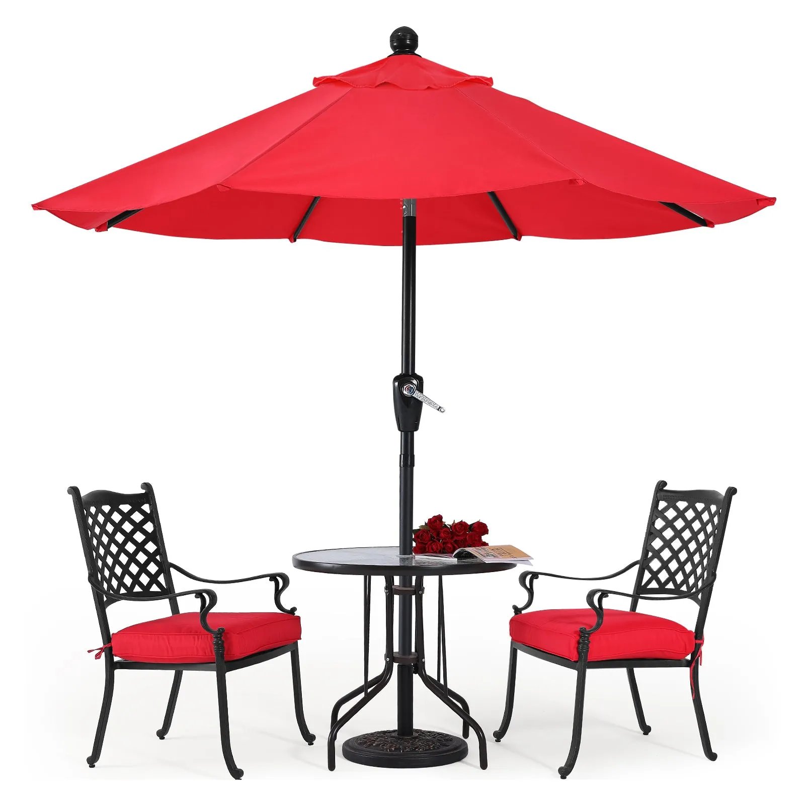 ABCCANOPY Outdoor Waterproof Table 8 Ribs Umbrella with Push Button Tilt and Crank