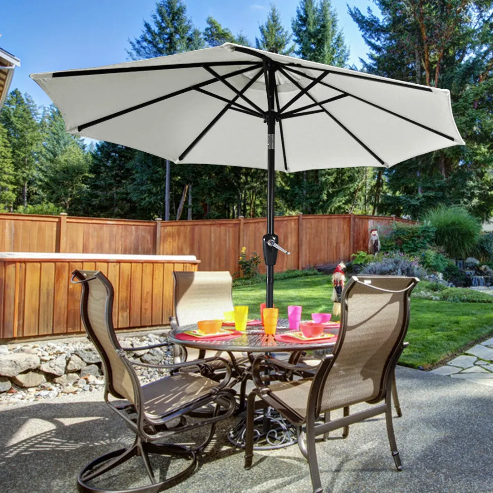 ABCCANOPY Outdoor Waterproof Table 8 Ribs Umbrella with Push Button Tilt and Crank