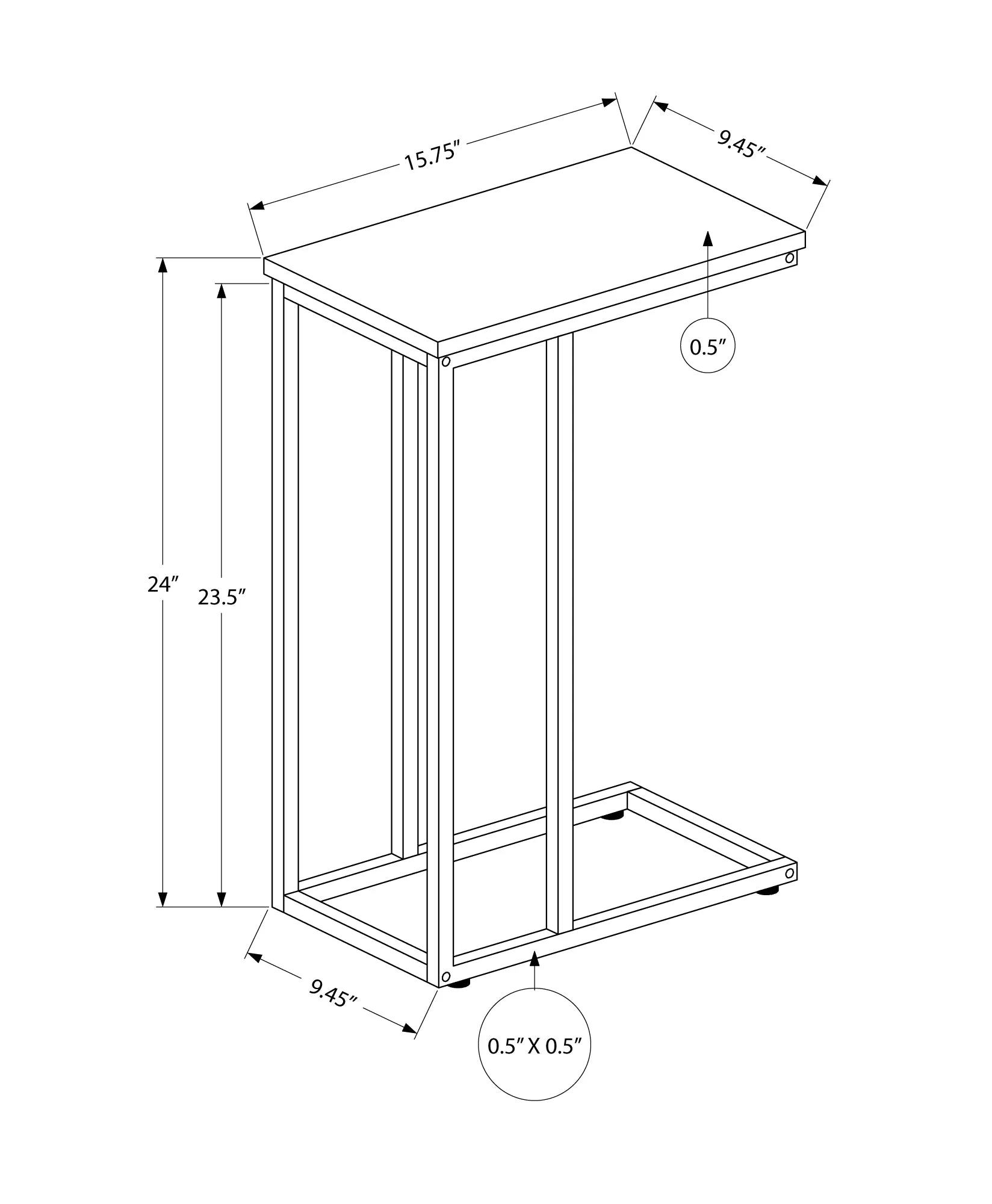 Accent Table - 25"H / Brown Reclaimed / Black Metal