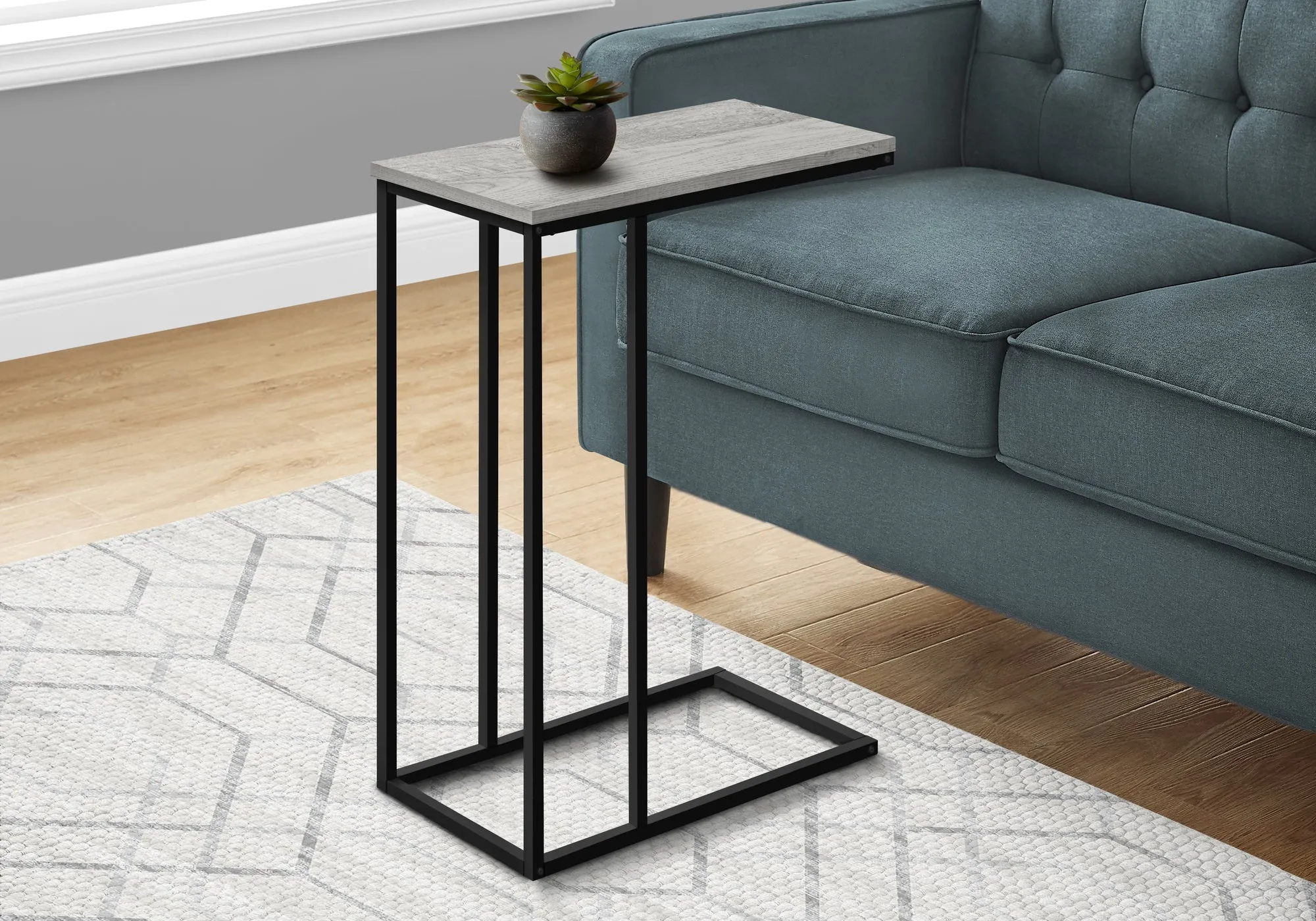 Accent Table - 25"H / Grey / Black Metal