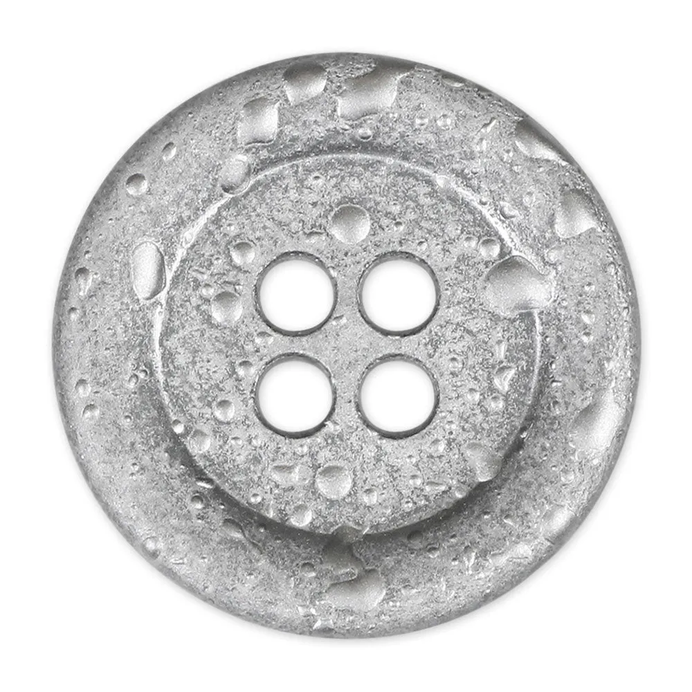 Accomplished Button - 15mm (⅝″), 4 Hole, Silver - 2 count