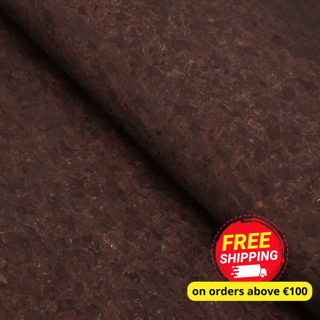 Agglomerate Dark Brown Portuguese cork fabric COF-348