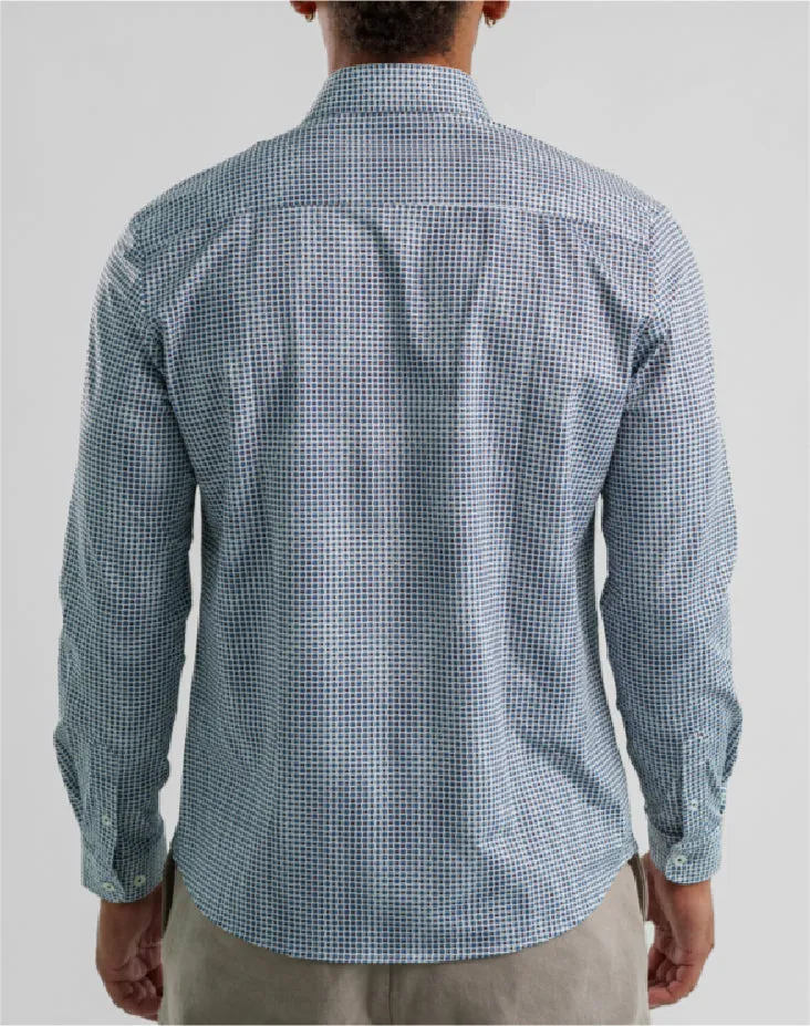 APEX - Light Blue Micro Flower Long Sleeve Shirt