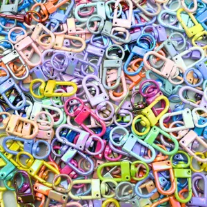 Assorted Candy Color Metal Lobster Claw Clasps Swivel | Size : 32mm | 6pcs