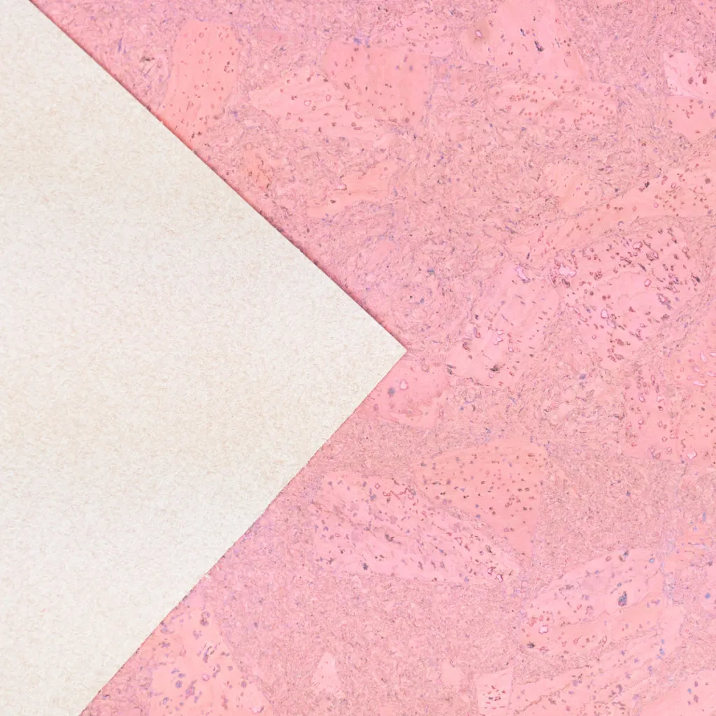 Block Style Pink Cork Fabric with Beige Backing, 0.73 Thickness COF-532-B