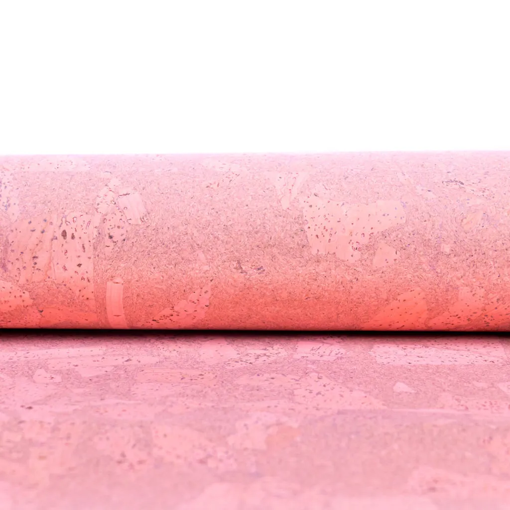 Block Style Pink Cork Fabric with Beige Backing, 0.73 Thickness COF-532-B