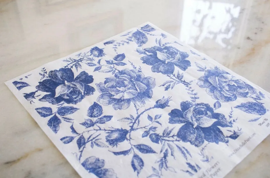 Blue Sketched Flowers Decoupage Paper - Dixie Belle