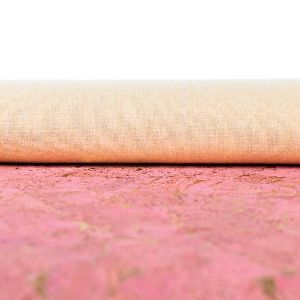 Blush Pink Cork Fabric with Gold Foil Accents - 0.9mm Thickness COF-580