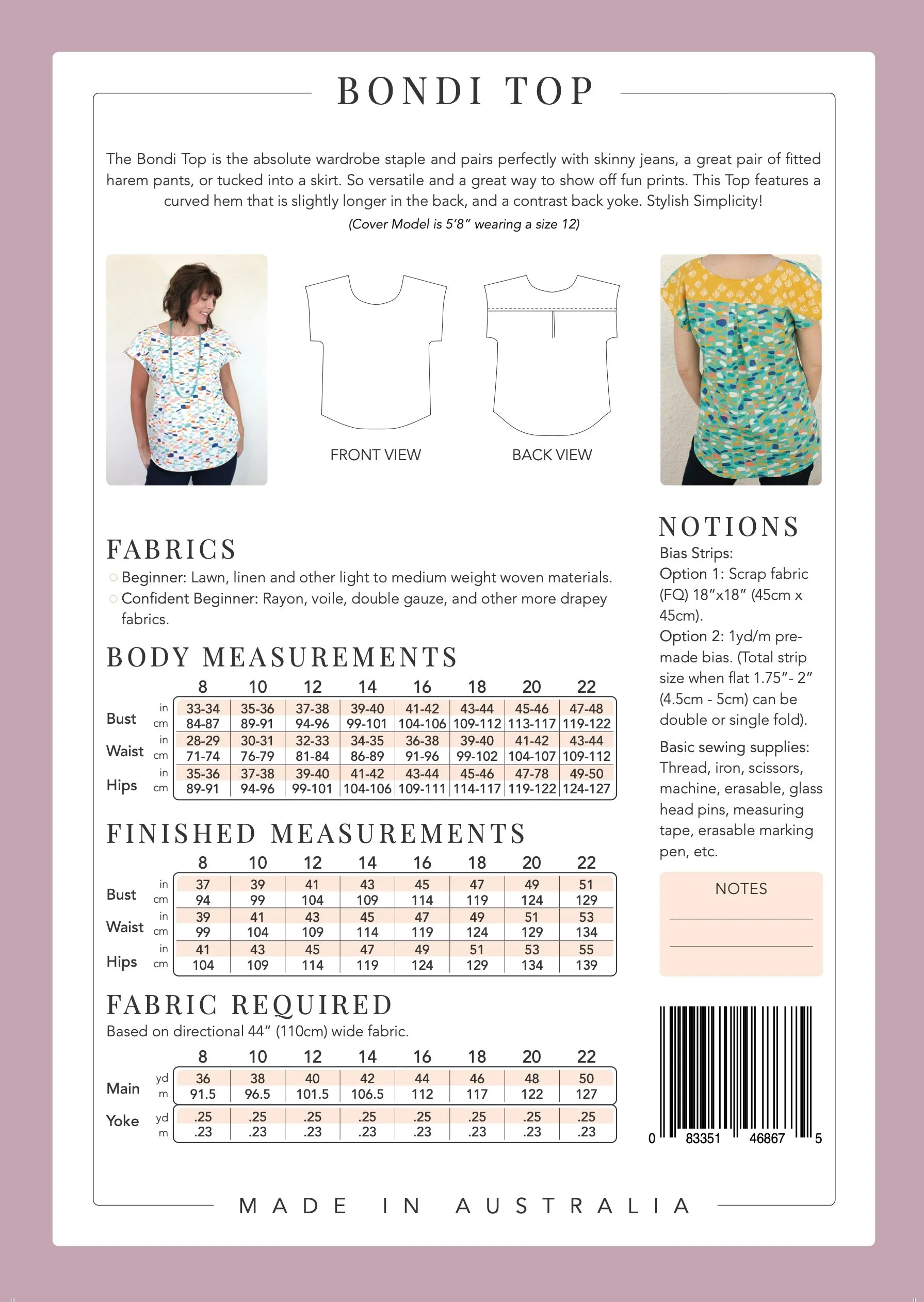 Bondi Top - Paper Pattern - Sew to Grow