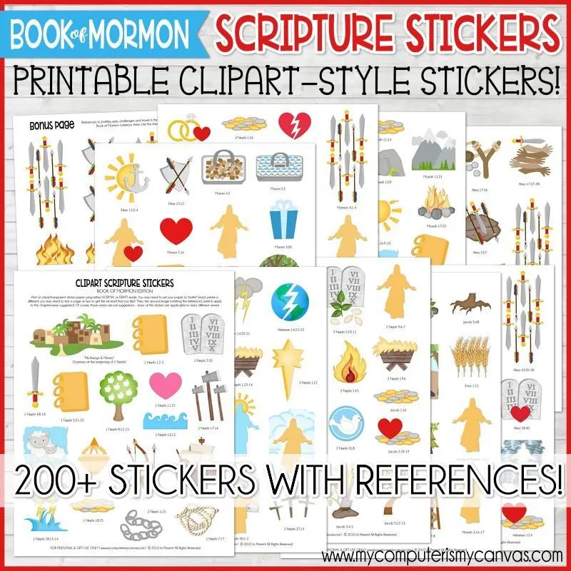 Book of Mormon Scripture Stickers {Clipart Style} PRINTABLE