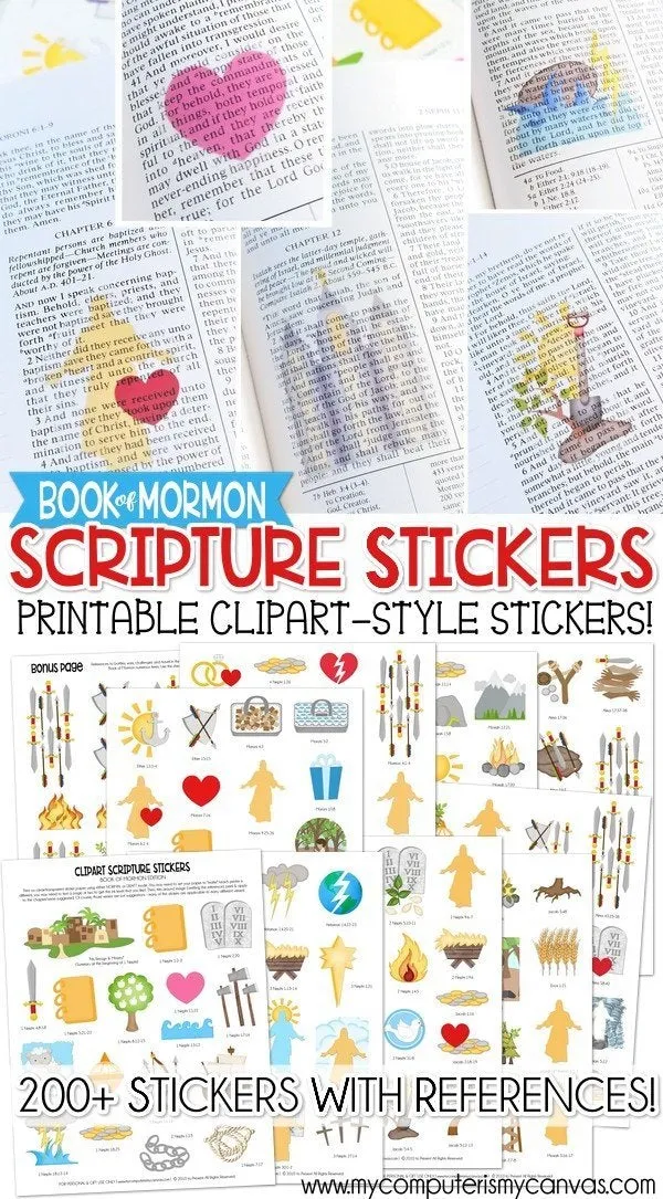 Book of Mormon Scripture Stickers {Clipart Style} PRINTABLE