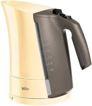 Braun 1.6-Liter Electric Cordless Tea Kettle, 220V with European Cord, Cream Color - Not for USA