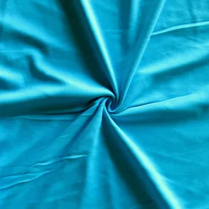 Brilliant Aqua Blue Cotton Rib Knit Fabric