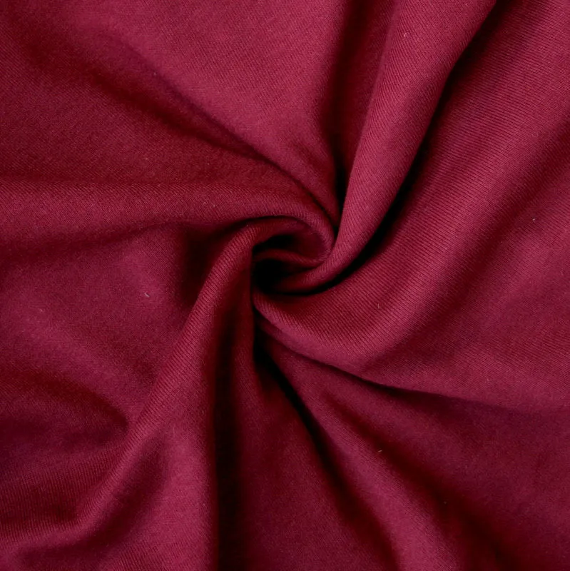 Burgundy Cotton Rib Knit Fabric