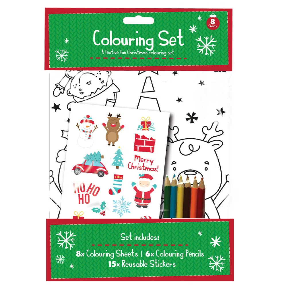 Christmas Colouring Set With Pencils & Stickers