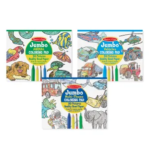 Coloring Pad 3-Pack: Animals, Vehicles, Multi-Theme