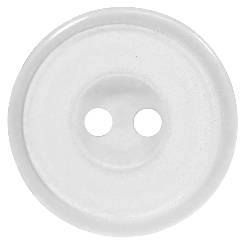 Dazzling Button - 15mm (⅝″), 2 Hole, White - 3 count