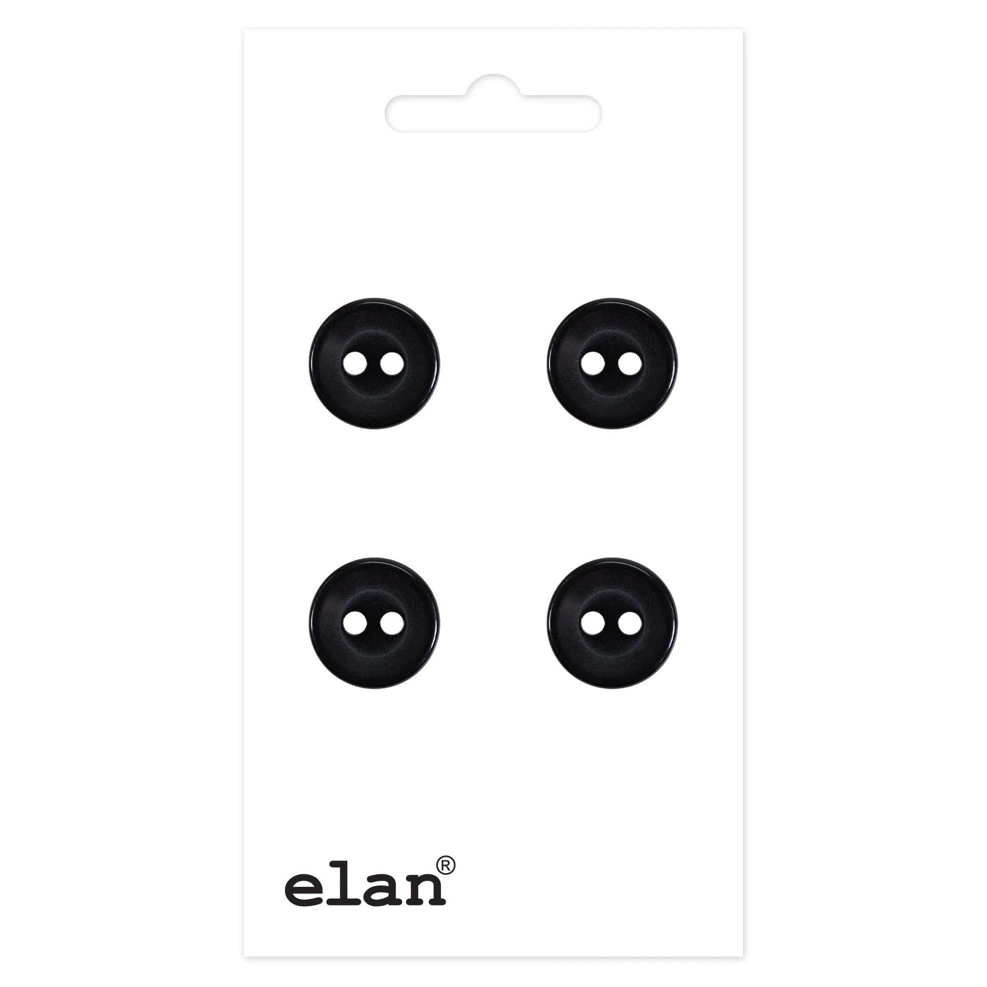 Delightful Button - 12mm (½"), 2 Hole, Raven Black- 4 count