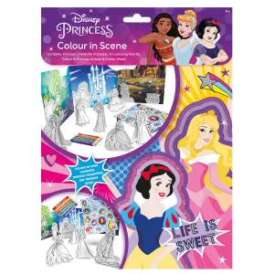 Disney Princess Colour In Scene   Character Standees Pencils & Stickers Playset