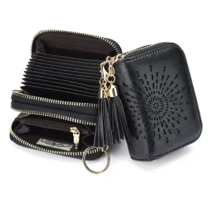 Double Zip Black Card Holder