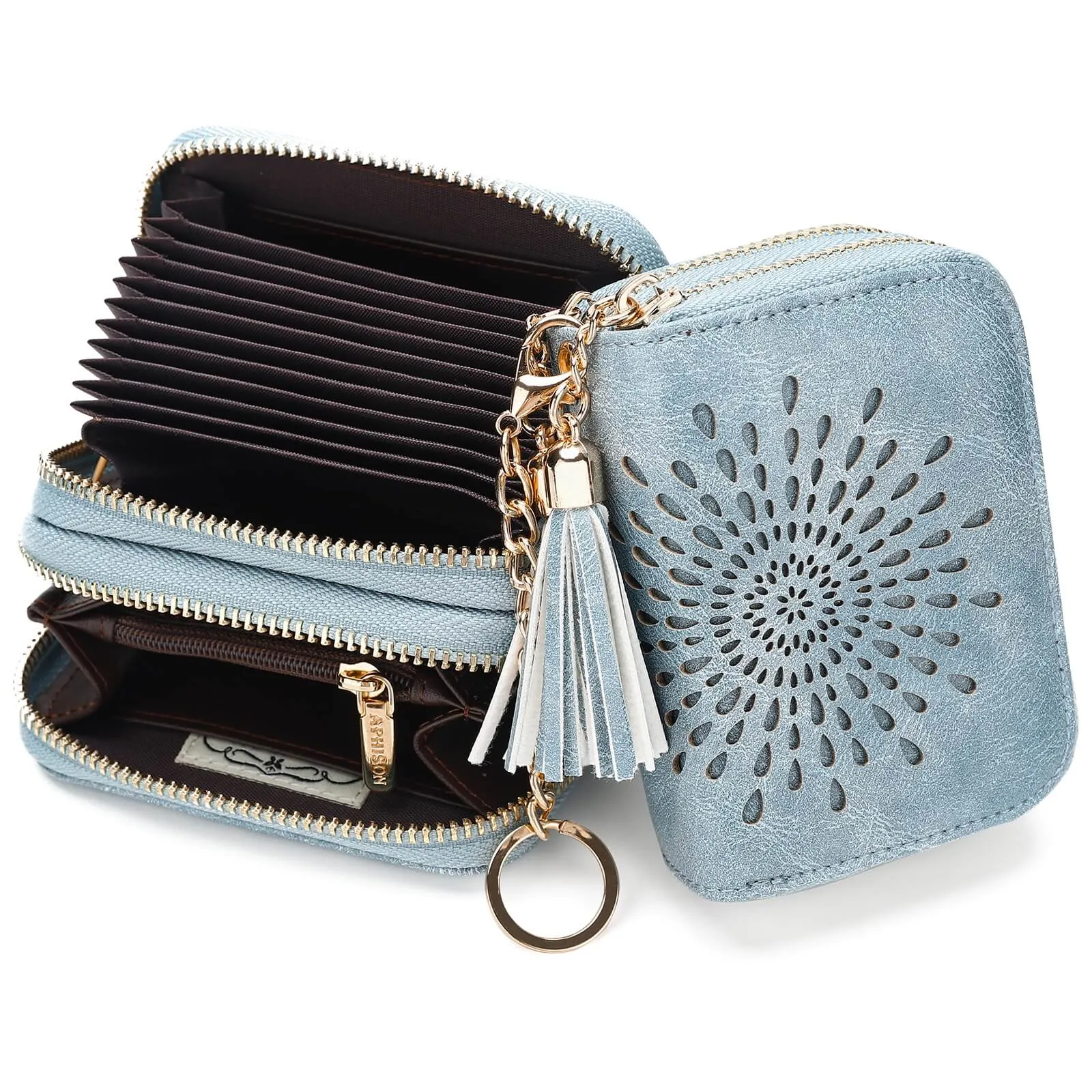 Double Zip Blue Card Holder