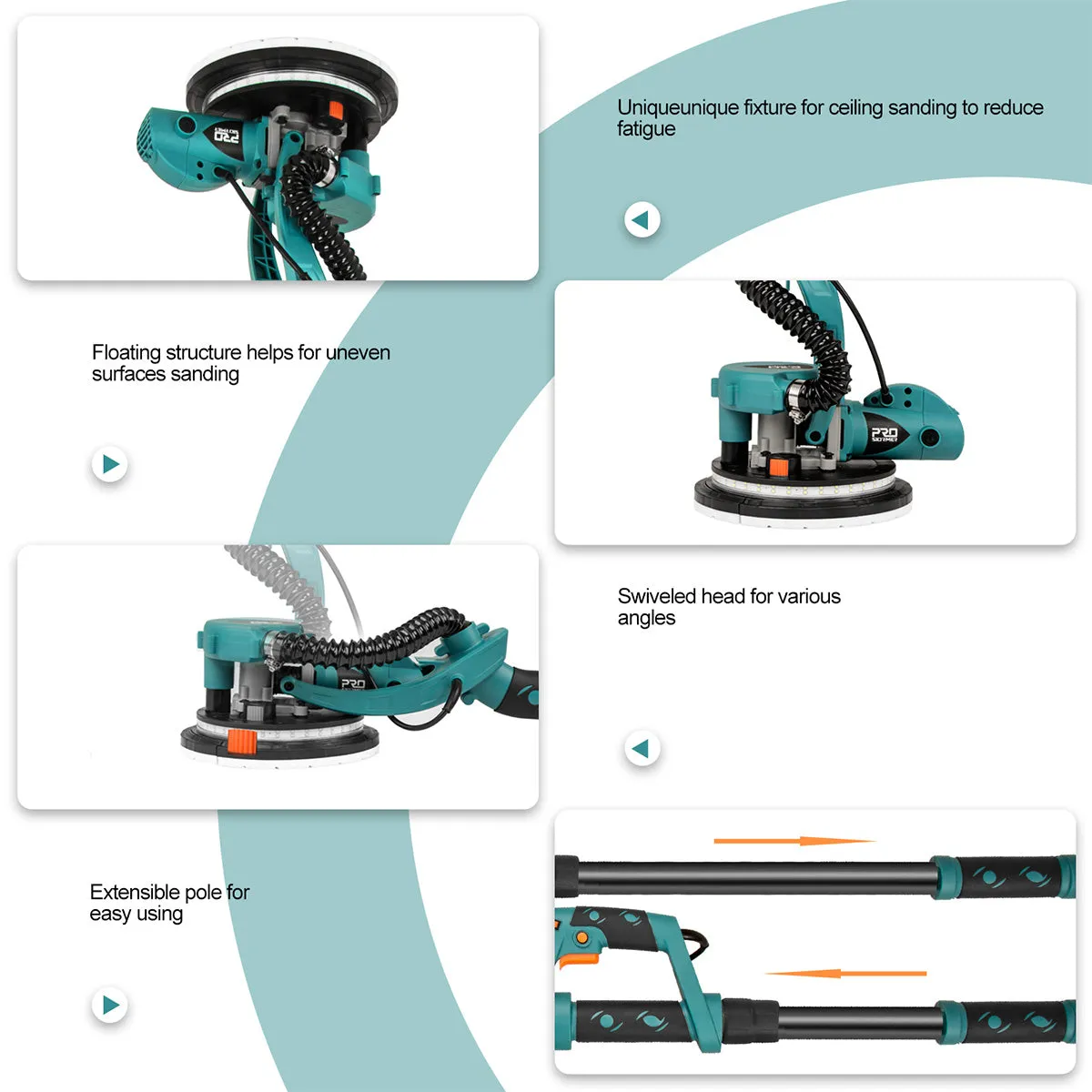 Drywall Sander 6.5A Electric Machine with Vacuum System