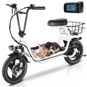 Electric Scooter Bike Folding Electric Bicycle for Adults with LCD Display, 500W Ebike 48V City Bike with Dual Shock Absorber&Dual Disc Brakes 3 Speed Commuting Scooter