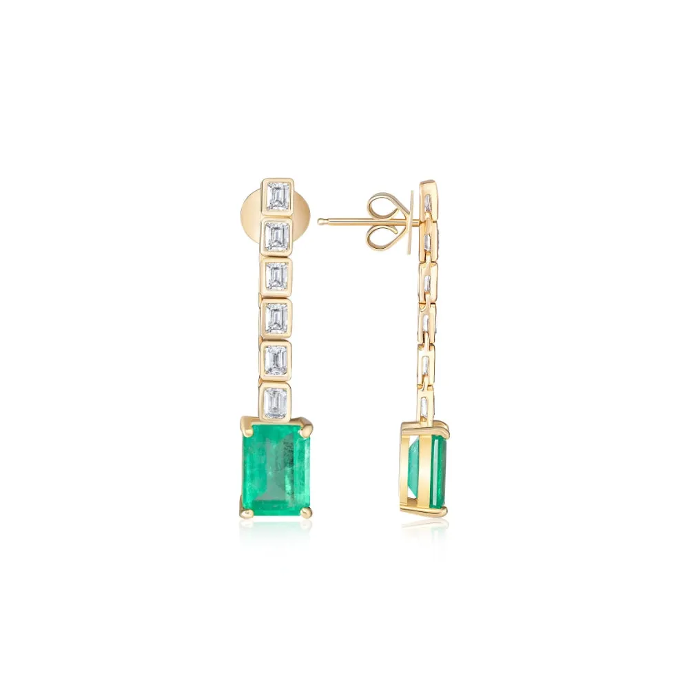 Emerald & Diamond Bezel Earrings