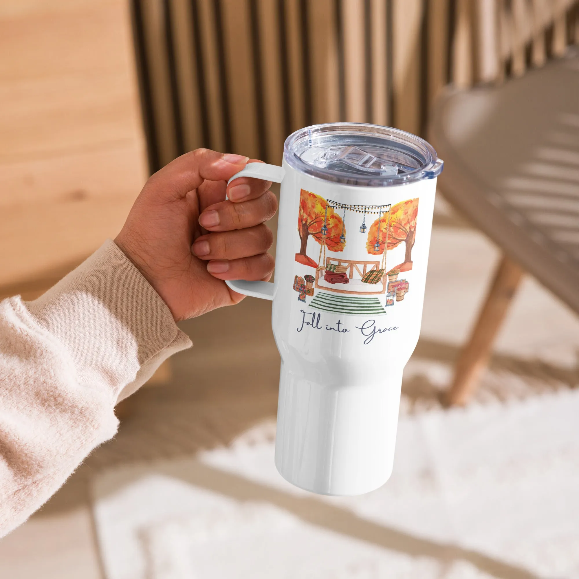 Fall Into Grace Christian Travel Mug