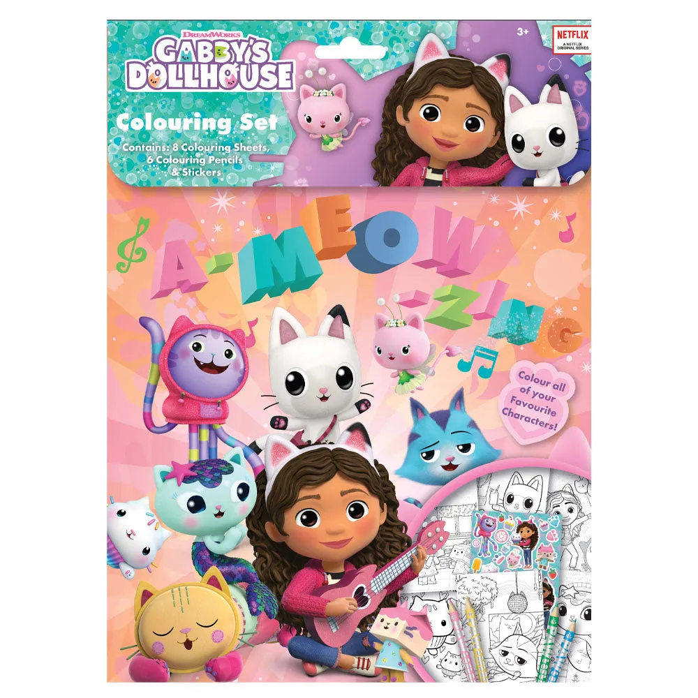 Gabby's Dollhouse Colouring Set With Sheets Pencils & Stickers