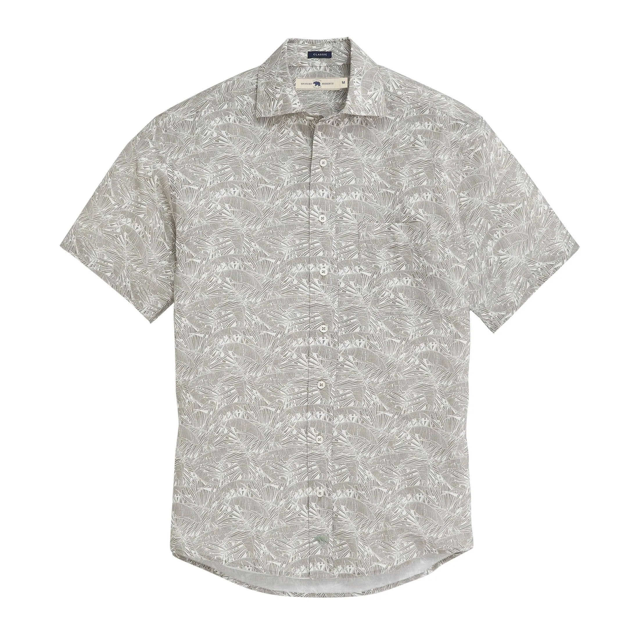 Gulf Palms Linen Blend Short Sleeve Shirt