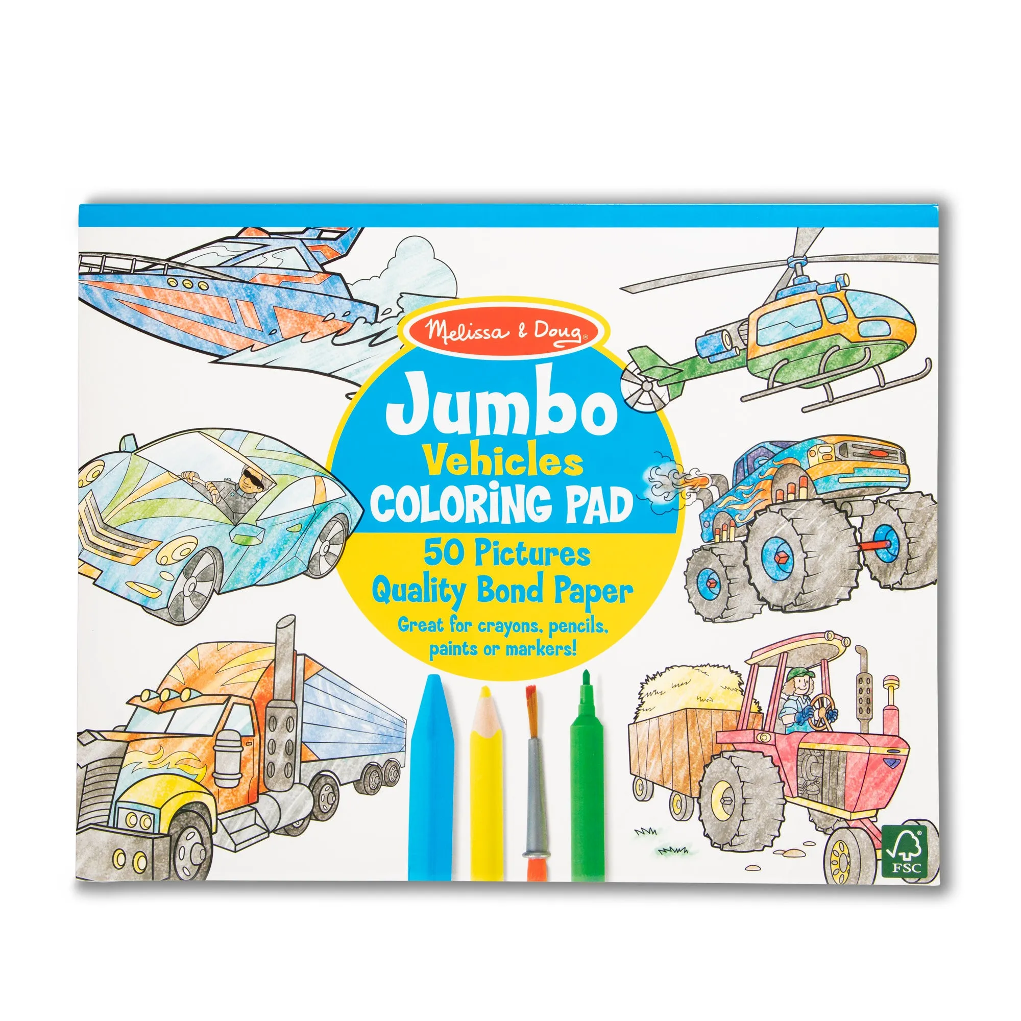 Jumbo Coloring Pad - Vehicles