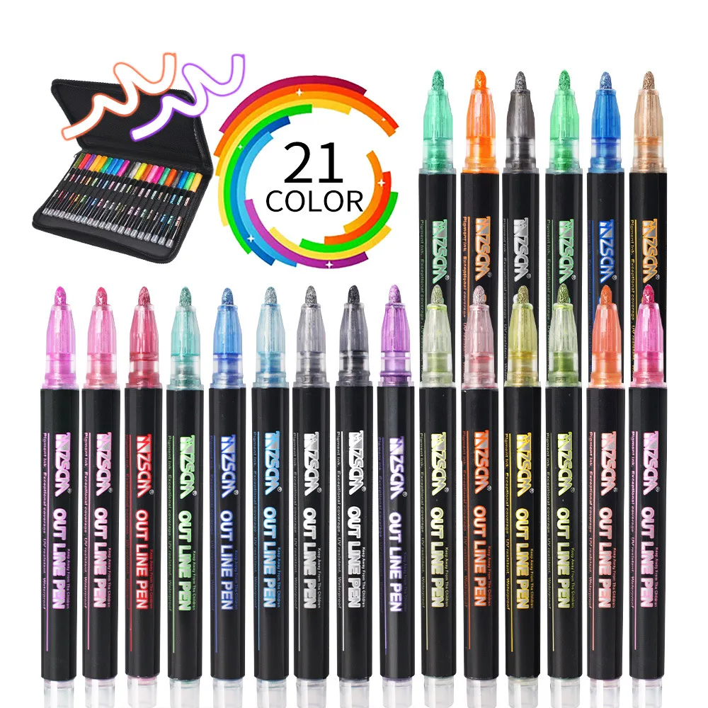 Kawaii Double Line Outline Pens