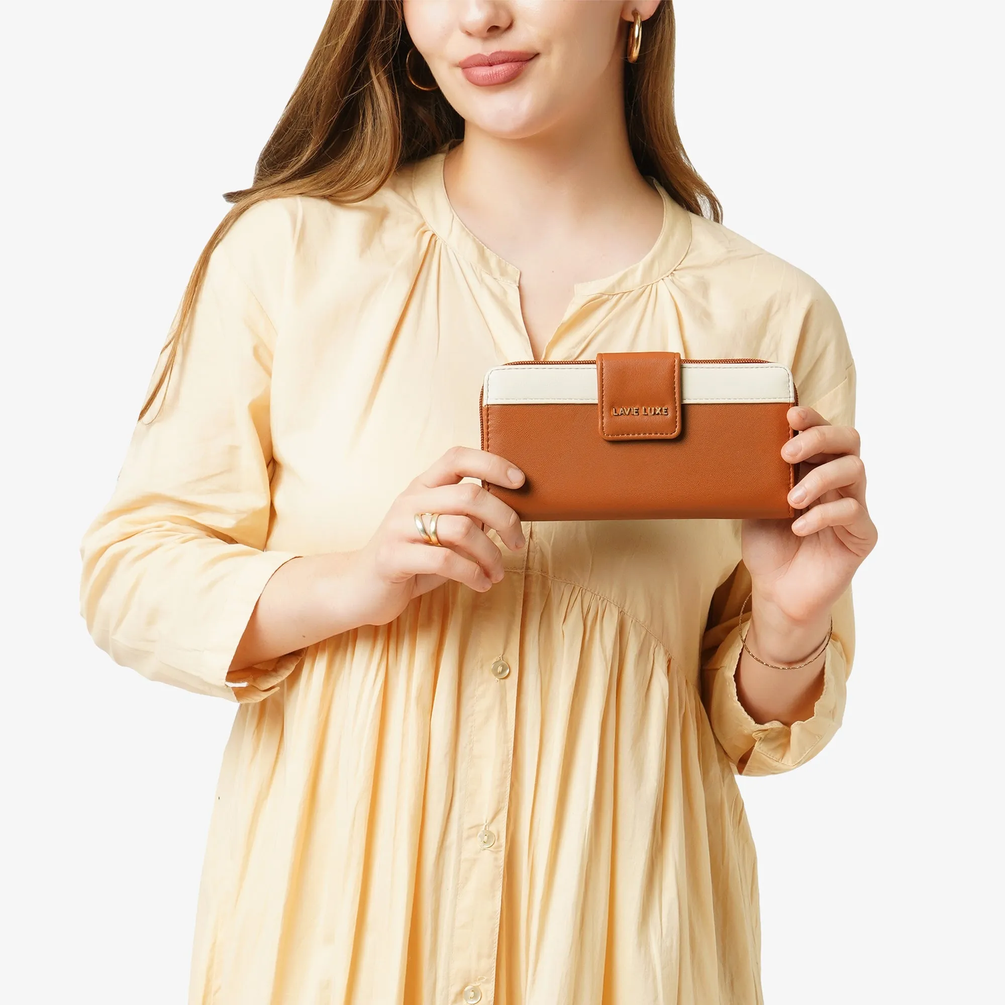 Lavie Luxe Mia 24 Tan Large Women's bifold wallet