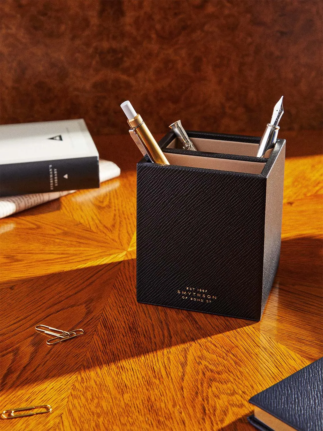 Leather Pen Pot Black