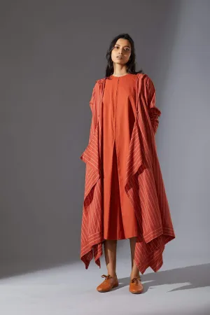 Mati Hooded Koza Rust Dress & Overlay Set