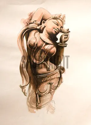 Painting of an Ancient Indian Sculpture