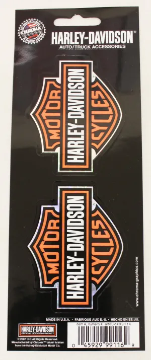 Pair Genuine Harley Davidson Bar & Shield metallic sticker set