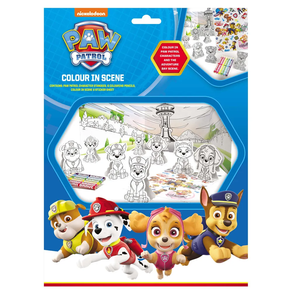 Paw Patrol Colour In Scene   Character Standees Pencils & Stickers Playset